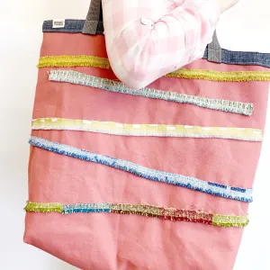 Reversible Art Bag, Recycled Fabric, Reversible Tote, Market Bag, Work Bag, Sturdy Tote, Women's Retreat Bag, Vacation