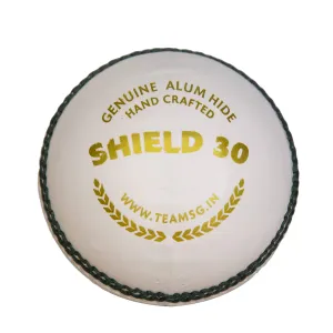 Shield 30 Water Proof Cricket Leather Ball (White)