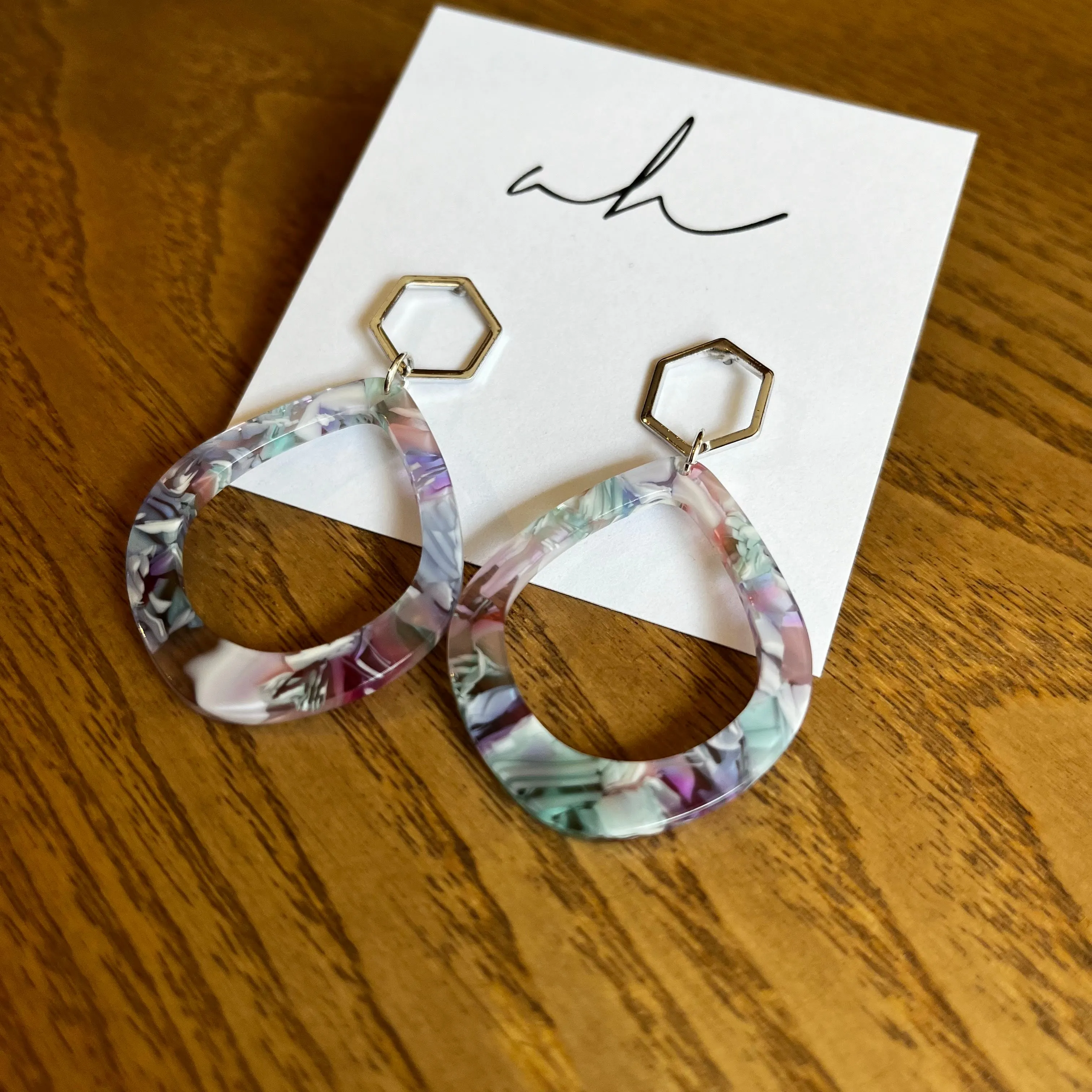 Silver Pastel Teardrop Earrings | AH Designs
