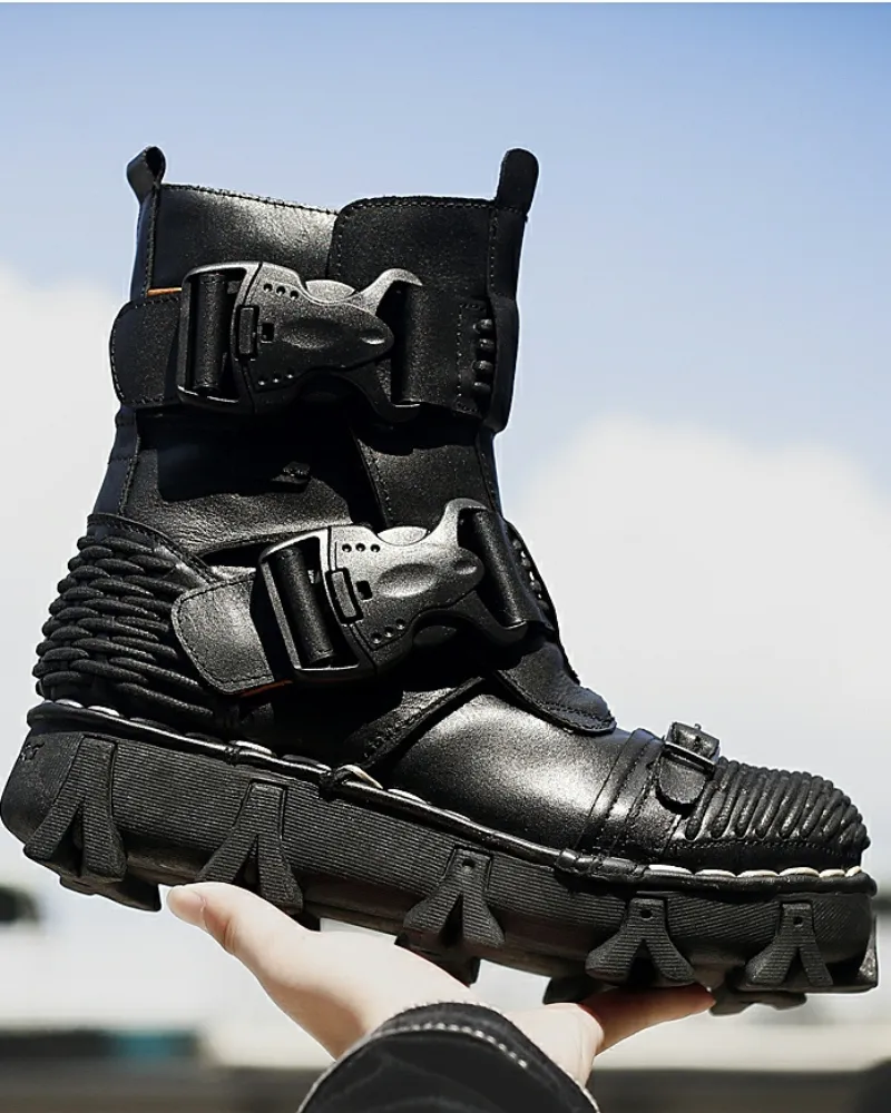 Techwear Harley Unisex Buckle Motorcycle Boots