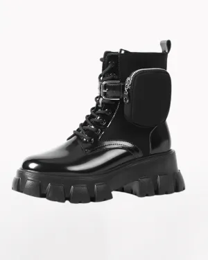 Techwear Side Pockets Leather Boots