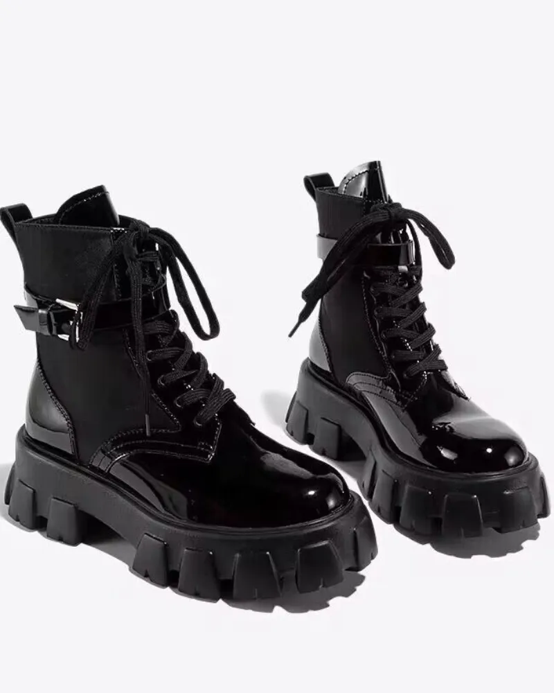 Techwear Side Pockets Leather Boots