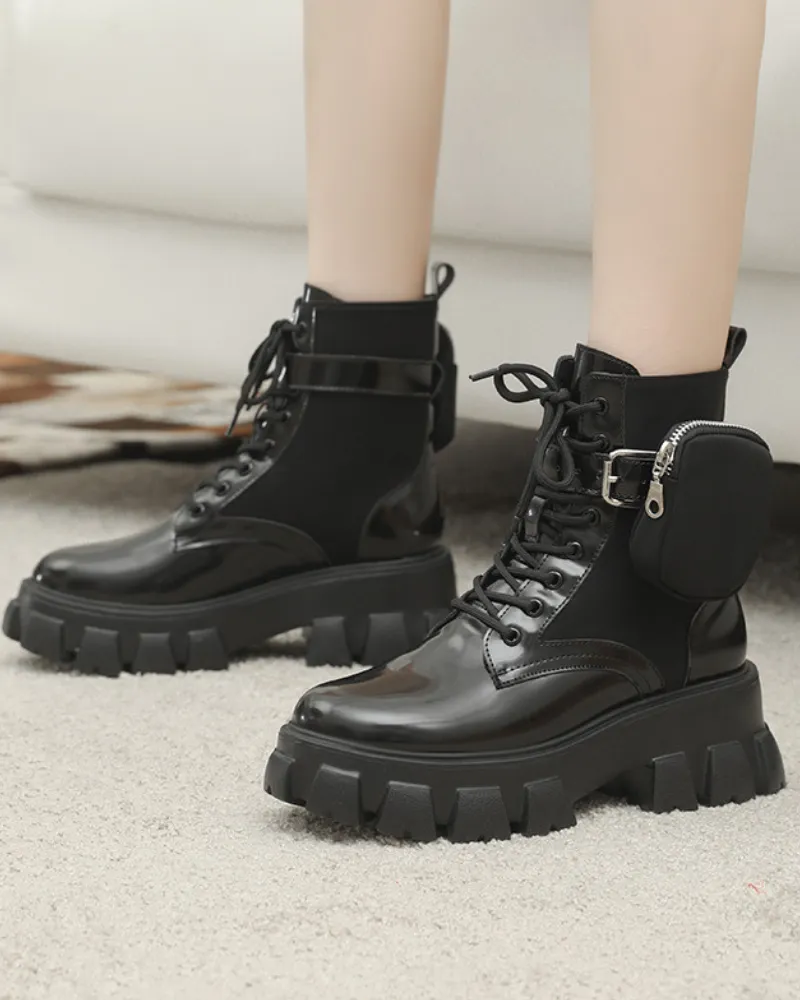 Techwear Side Pockets Leather Boots