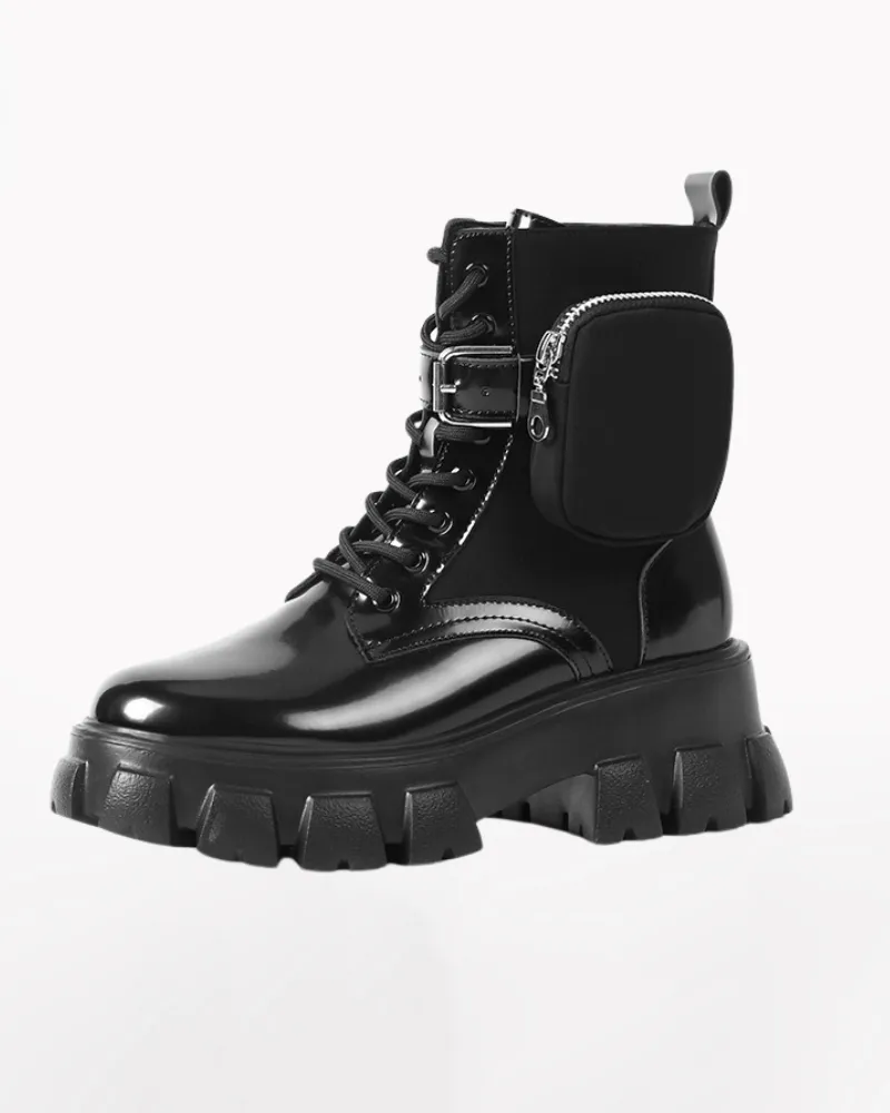 Techwear Side Pockets Leather Boots