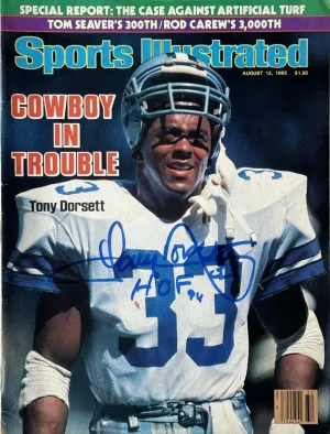Tony Dorsett Signed Sports Illustrated HOF 94 Inscription 8/12/1985 Issue (JSA)