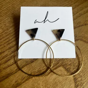 Triangle Stud Gold Hoop Earrings | AH Designs