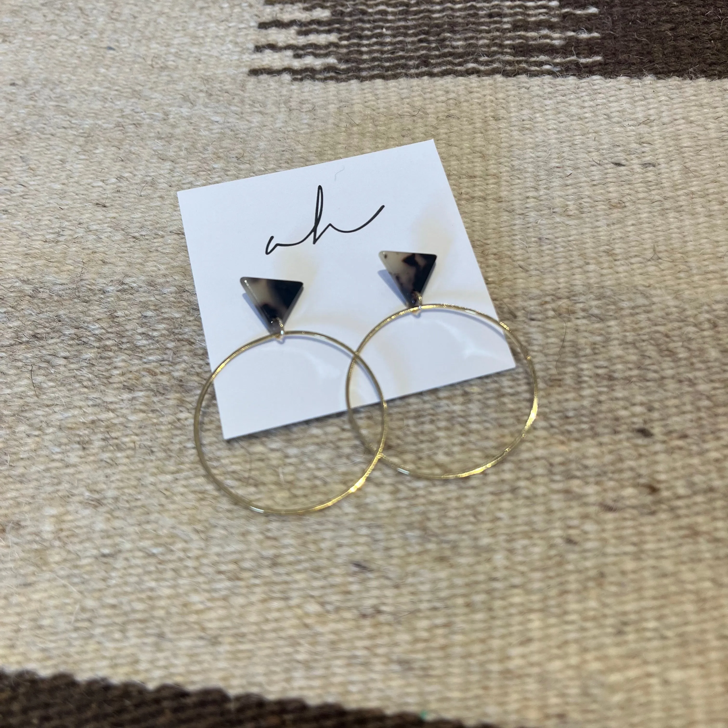 Triangle Stud Gold Hoop Earrings | AH Designs
