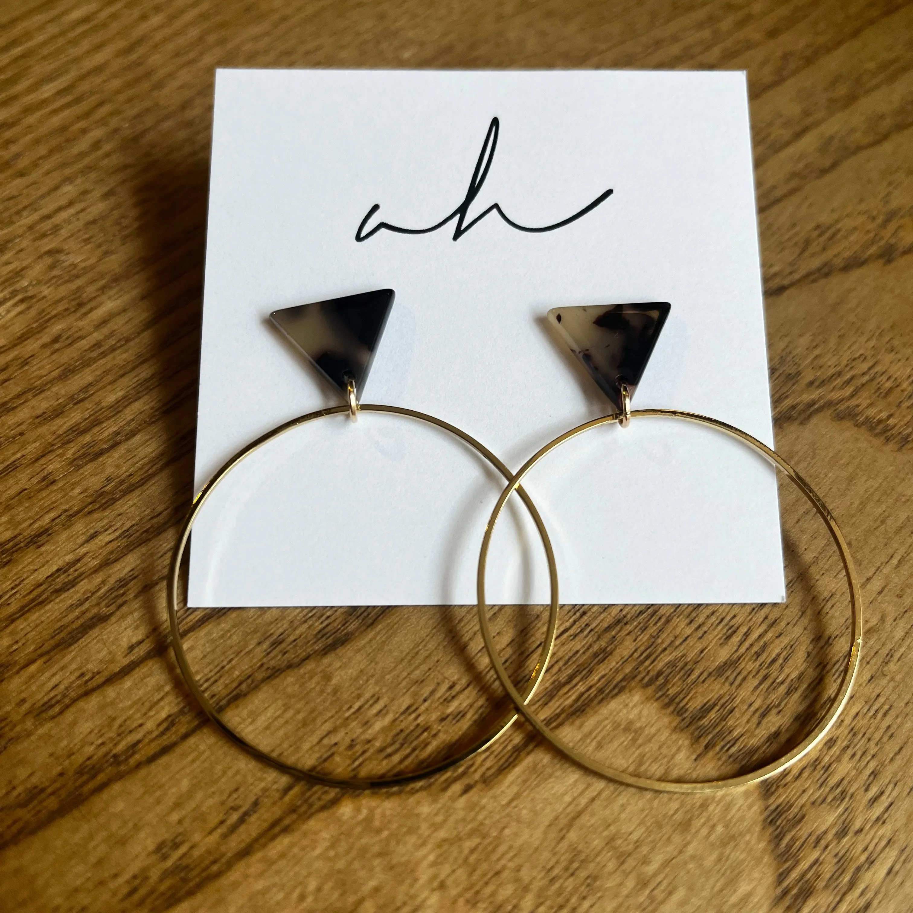 Triangle Stud Gold Hoop Earrings | AH Designs