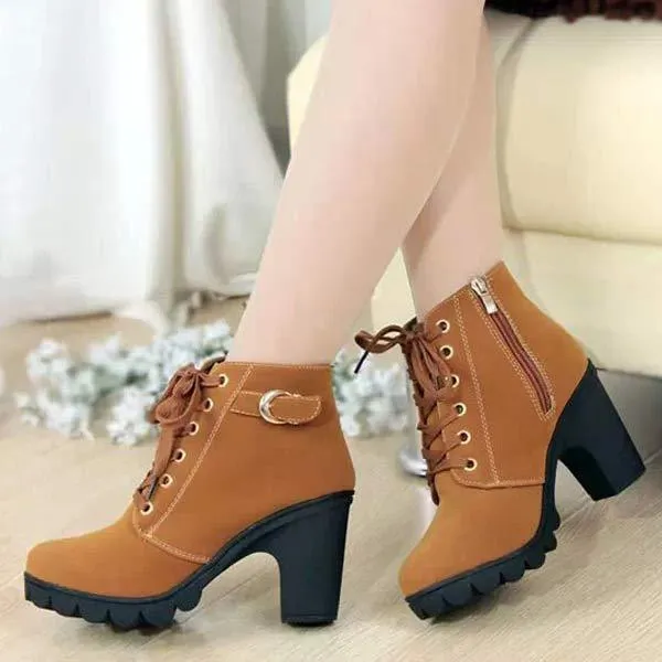 Women'S High Heel Chunky Platform Ankle Boots 79176085C