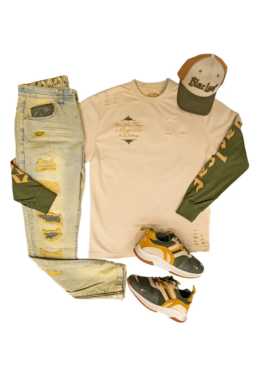 World To Build Heavy Weight Long Sleeve, Denim Jean Bundle, Dad Hat and G7 Sneakers