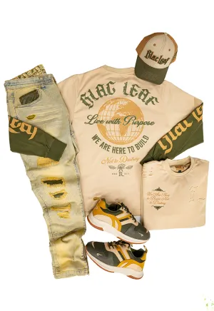 World To Build Heavy Weight Long Sleeve, Denim Jean Bundle, Dad Hat and G7 Sneakers