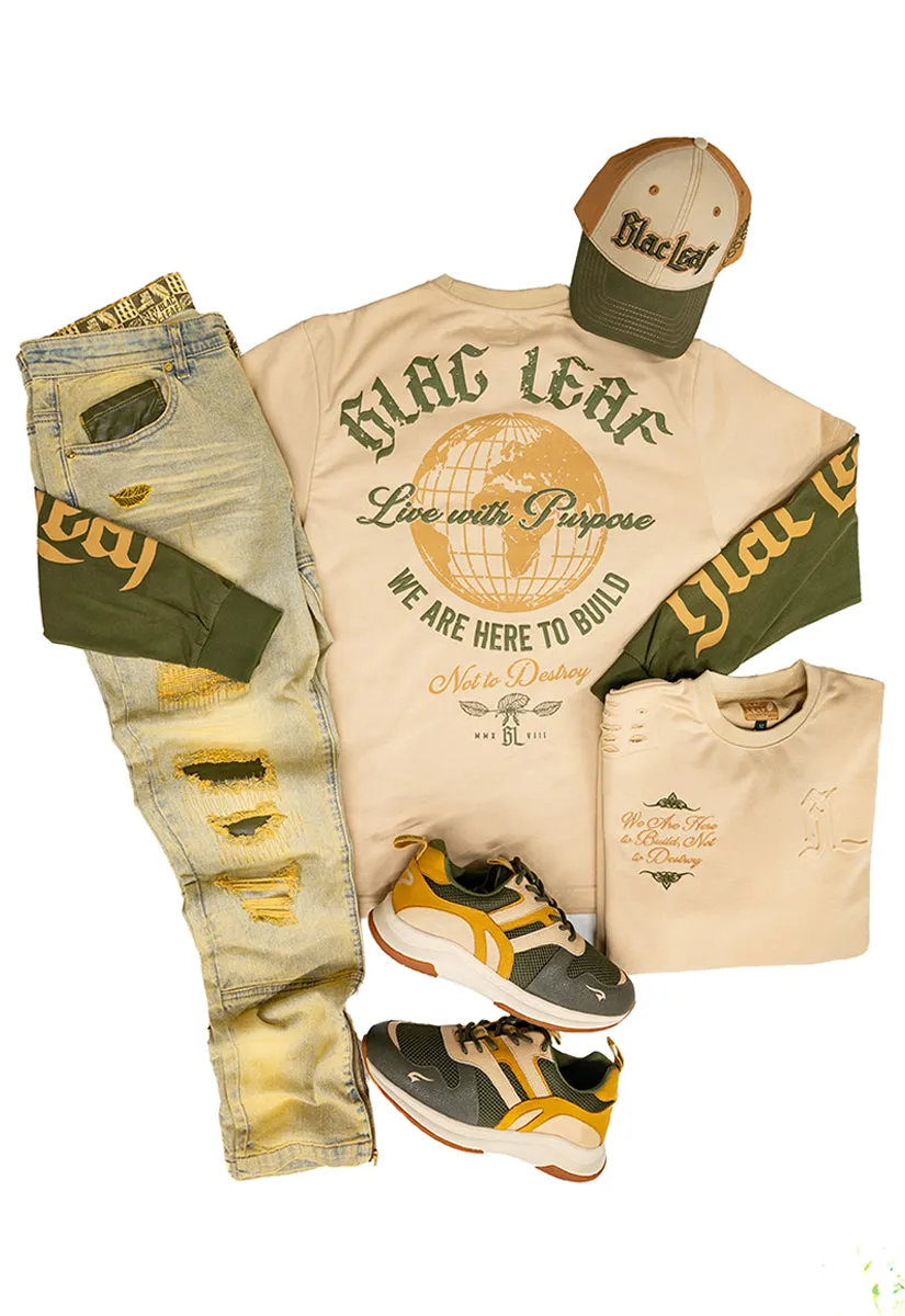 World To Build Heavy Weight Long Sleeve, Denim Jean Bundle, Dad Hat and G7 Sneakers
